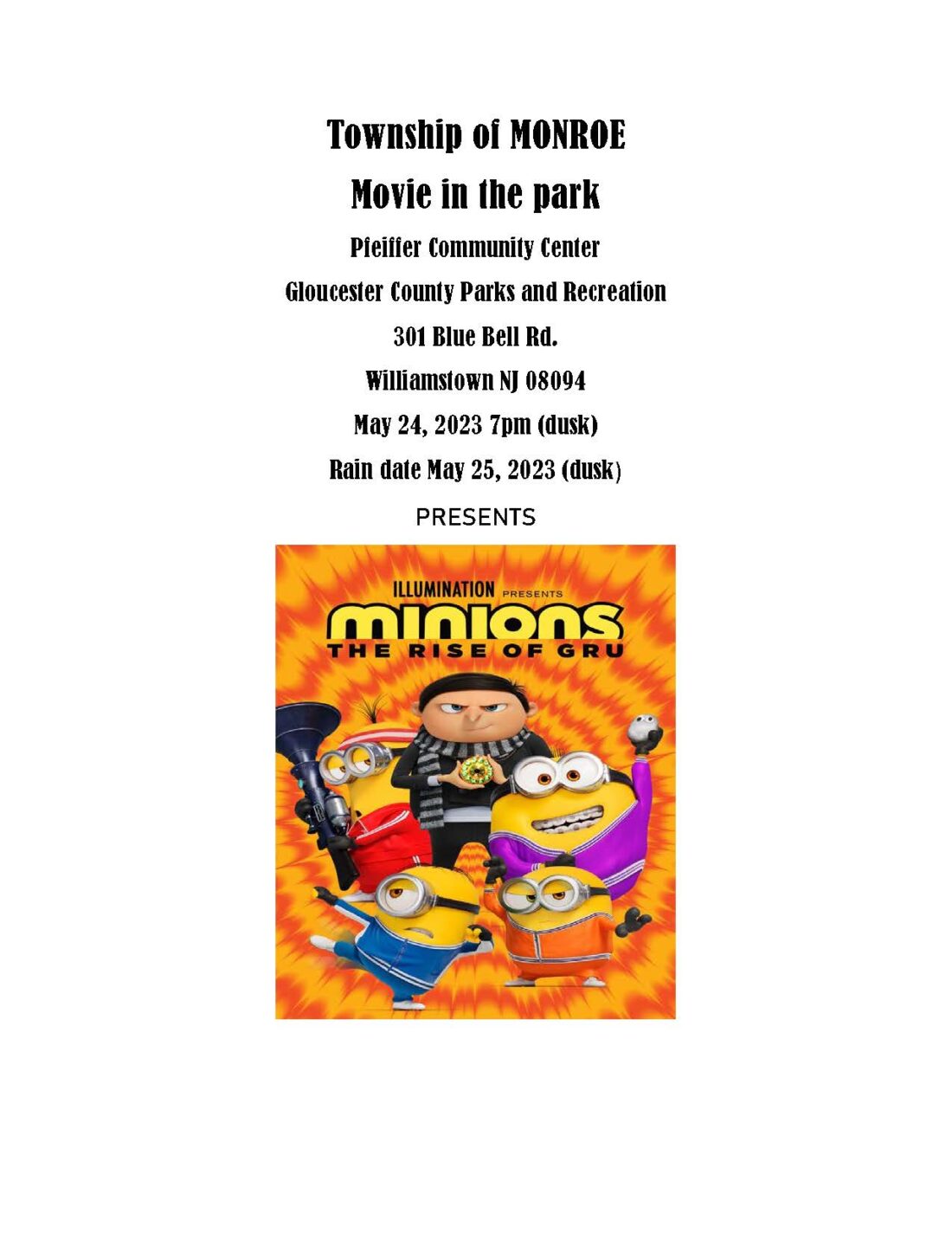Township of MONRO2 movie in the park